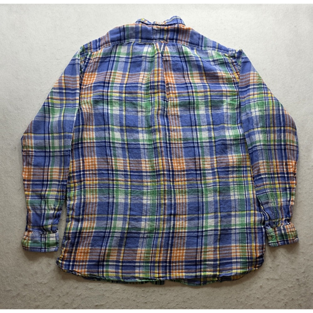 Ralph Lauren Men's Blue, Green, Orange Summer Linen Plaid Shirt. Size XL - Picture 3 of 8